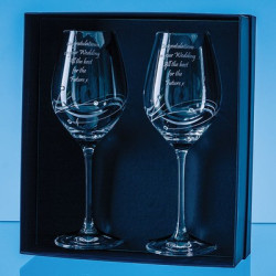 Diamante Wine Glasses with Elegance Spiral Cutting in an attractive Gift Box