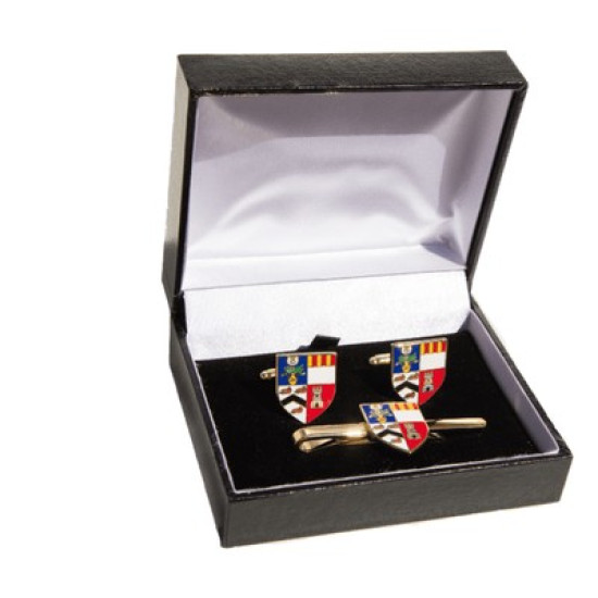 Enamel Cufflinks and Tiebar