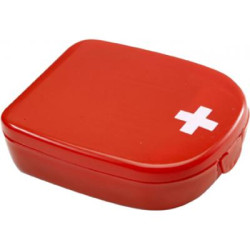 First aid kit in plastic case