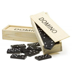 Domino game in a wooden box