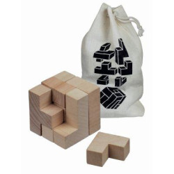 Solfee wooden squares brain teaser with pouch