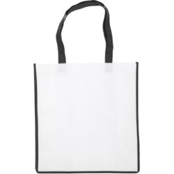 Nonwoven bag with coloured trim.
