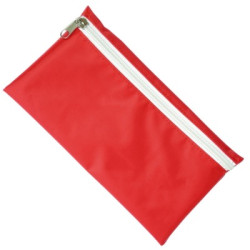 Nylon Pencil Case (Red With White Zip)
