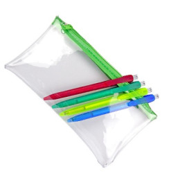 PVC Pencil Case - Clear (Green Zip)