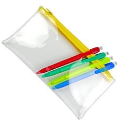 PVC Pencil Case - Clear (Yellow Zip)