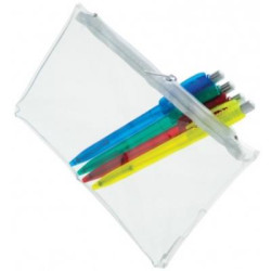 PVC Pencil Case - Clear (White Zip)