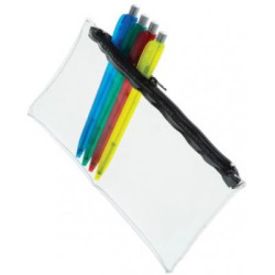PVC Pencil Case - Clear (Black Zip)