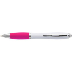 Plastic ballpen with coloured rubber grip, blue ink