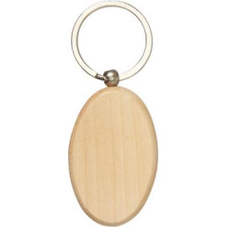Oval wooden key holder with metal ring