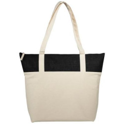 Jute and Cotton Zippered Tote