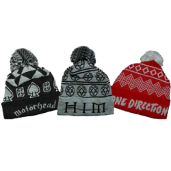 Jacquard Knitted Bobble Hats