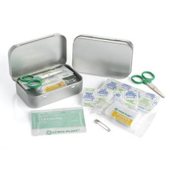 Mini First Aid Kit in an Aluminium Tin