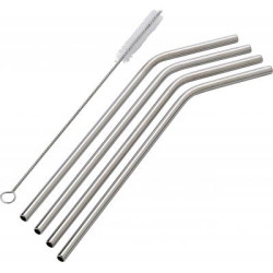 Four stainless steel, environmentally friendly drinking straws. Length of the straws is 23 . The set includes a cleaning brush.