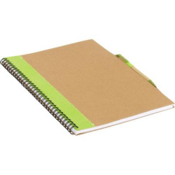 Recycled cardboard notebook with pen