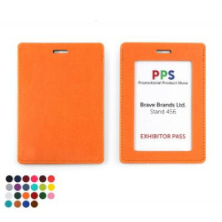 PU Landscape ID Card Holder for a Lanyard or Clip