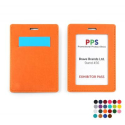 PU  Landscape ID Card Holder for a Lanyard or Clip