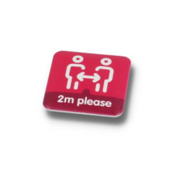 SOCIAL DISTANCING BUTTON BADGE - 37MM SQUARE