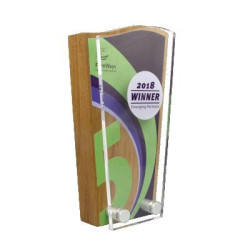 Real Wood Block Award with Acrylic Face Plate