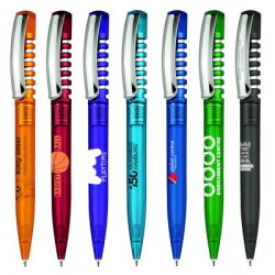 senator® New Spring Clear Plastic Ballpen with Metal Clip