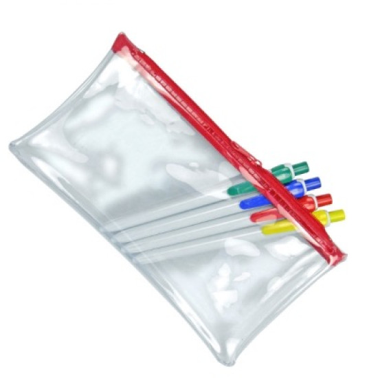 PVC Pencil Case - Clear (Red Zip) PVC Pencil Case - Clear (Red Zip)
