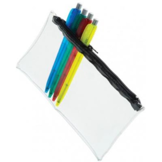 PVC Pencil Case - Clear (Black Zip) PVC Pencil Case - Clear (Black Zip)