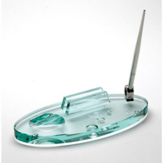 Glass Desk Pen Stand & Business Card Holder Glass Desk Pen Stand & Business Card Holder