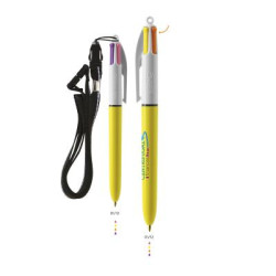 BIC® 4 Colours Sun ballpen + Lanyard Screen Printing