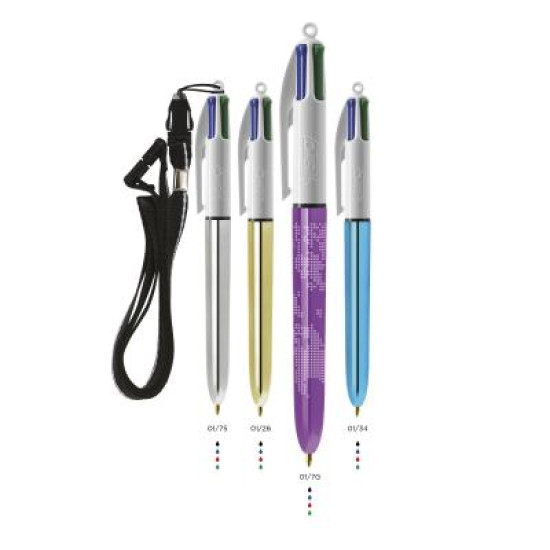 BIC® 4 Colours Shine ballpen + Lanyard Laser Engraving 360 BIC® 4 Colours Shine ballpen + Lanyard Laser Engraving 360