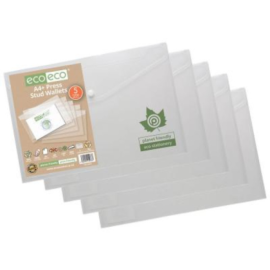 Eco-Eco A4+ 95% Recycled Clear Press Stud Wallets Eco-Eco A4+ 95% Recycled Clear Press Stud Wallets