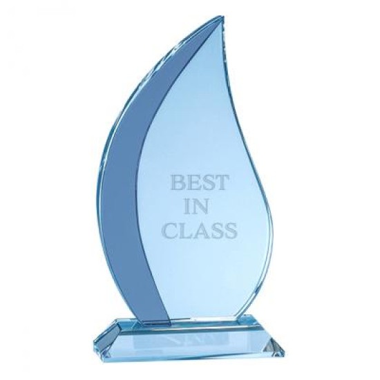 18cm Optical Crystal Clear & Cobalt Blue Flame Award 18cm Optical Crystal Clear & Cobalt Blue Flame Award