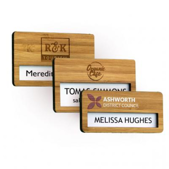 Bamboo Faced Reusable Name Window Badges Bamboo Faced Reusable Name Window Badges