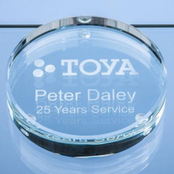 9cm x 18mm Clear Glass Round Paperweight 9cm x 18mm Clear Glass Round Paperweight