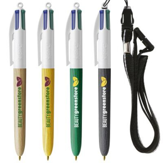 BIC® 4 Colours Wood Style with Lanyard Screen Printing BIC® 4 Colours Wood Style with Lanyard Screen Printing