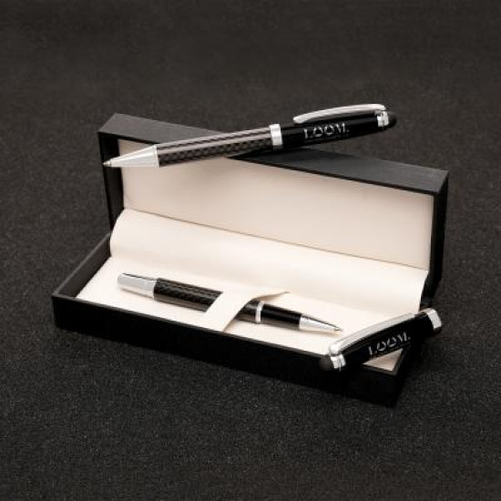 Carbon Fibre Ball Pen & Rollerball Set