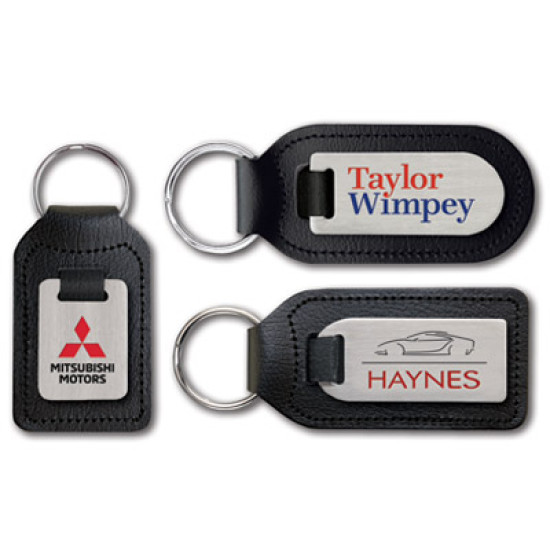 Economy Bonded Leather Medallion Keyfob