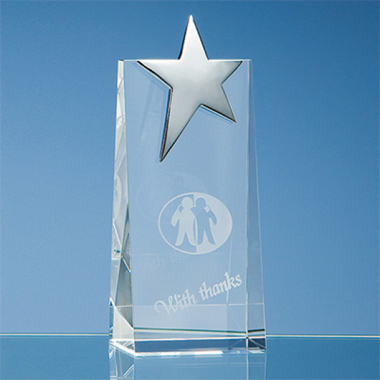 18cm Optical Crystal Star Rectangle Award