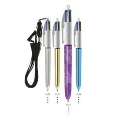 BIC® 4 Colours Shine ballpen + Lanyard Laser Engraving